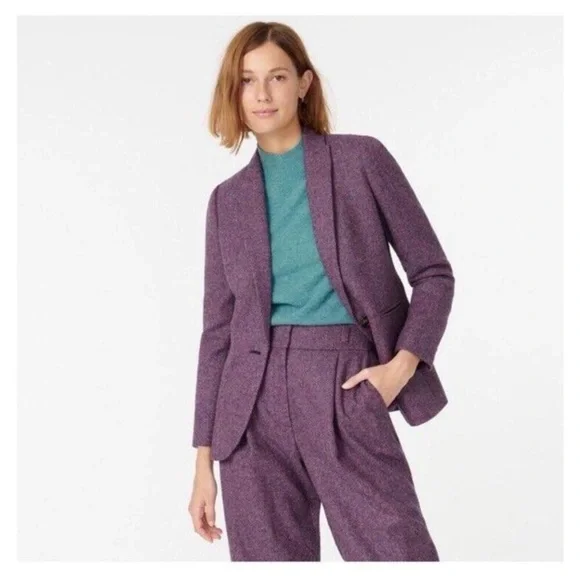 J.Crew Parke Blazer Jacket Sz 2 Purple Herringbone English Wool - Picture 16 of 16